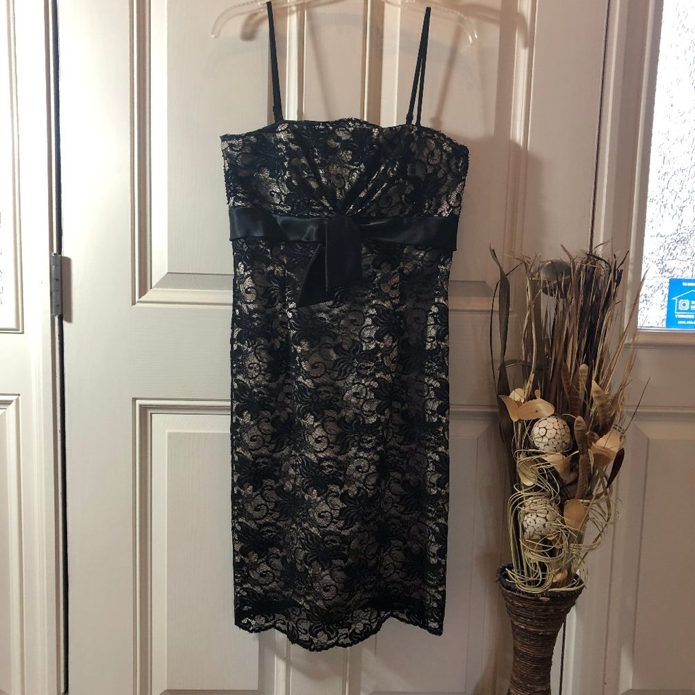 Dusk Collection - Black Lace over Beige Dress